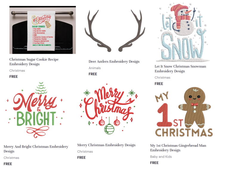 free Christmas holiday machine embroidery designs pes