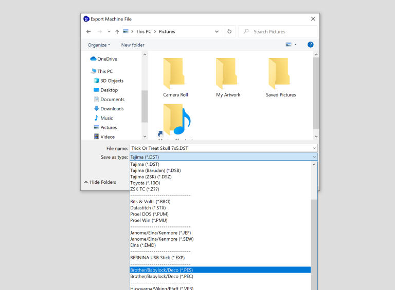how to change the format of an embroidery file