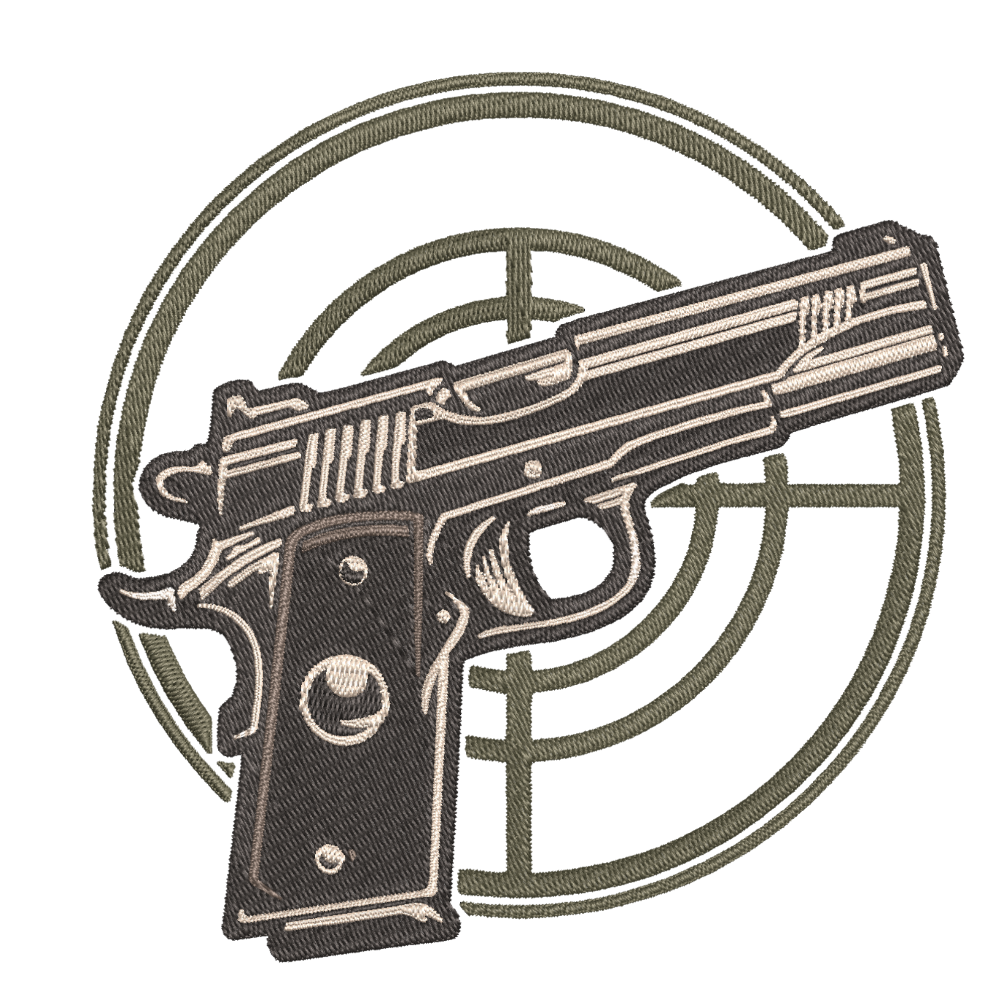 free hand gun shooting embroidery design PES JEF DST