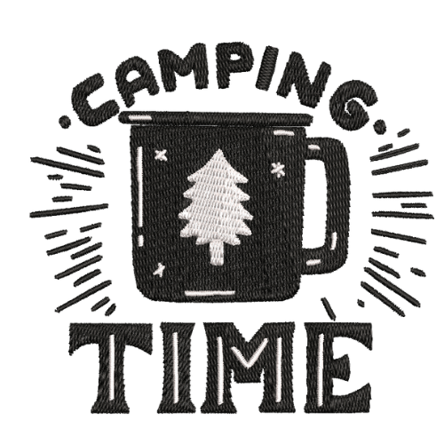 Camping Time Mug Embroidery Design
