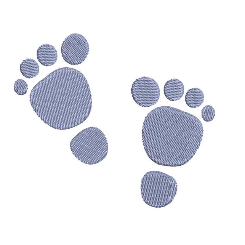 free baby feet footprints machine embroidery design pes jef dst 4x4