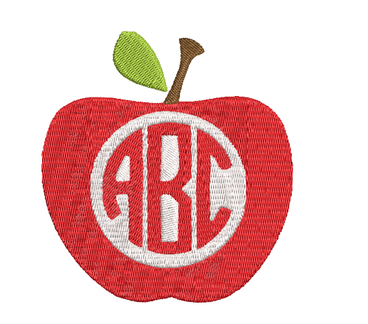 Free machine embroidery ABC teacher apple design PES JEF DST 4x4