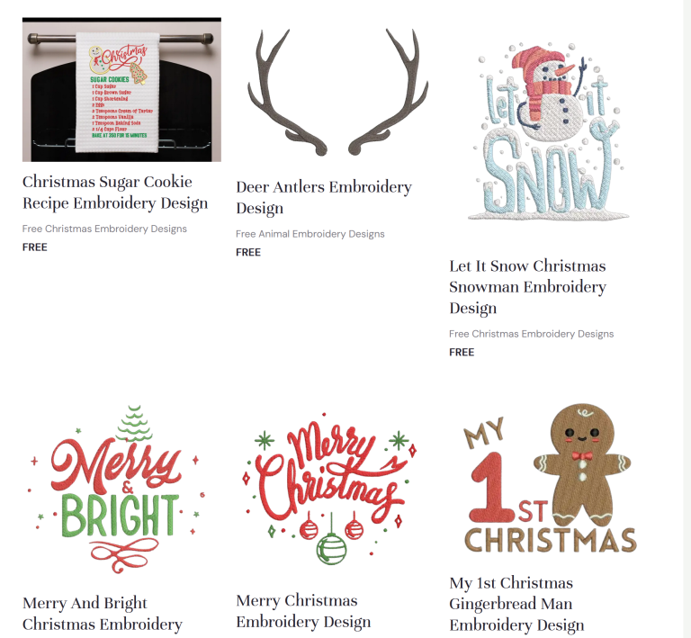 xmas embroidery designs free