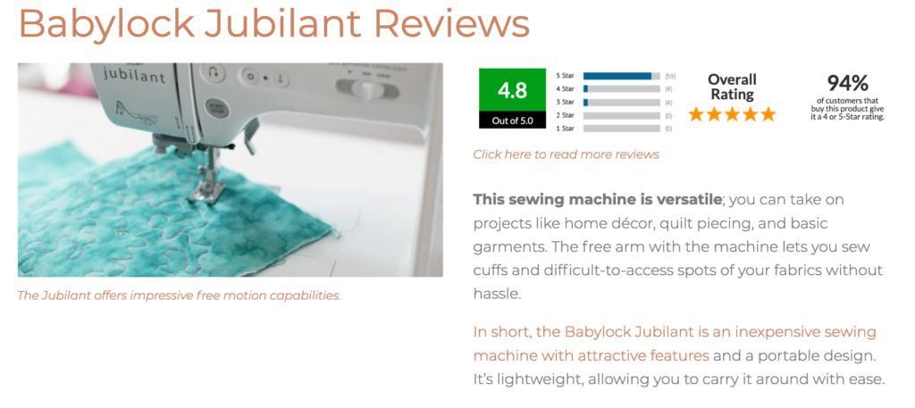 babylock sewing machines reviews