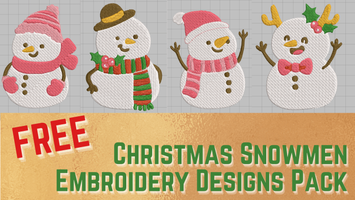 free christmas snowmen machine embroidery designs pack