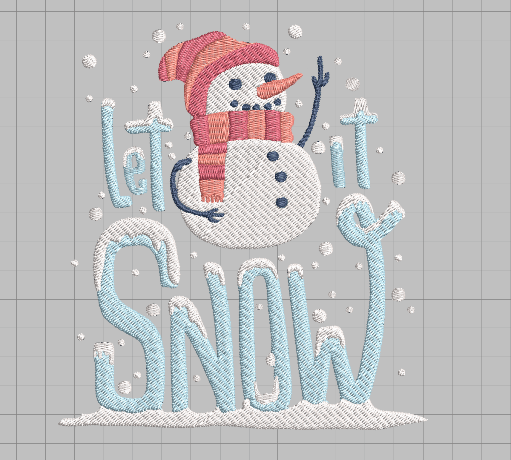 free let it snow snowman christmas lettering machine embroidery design