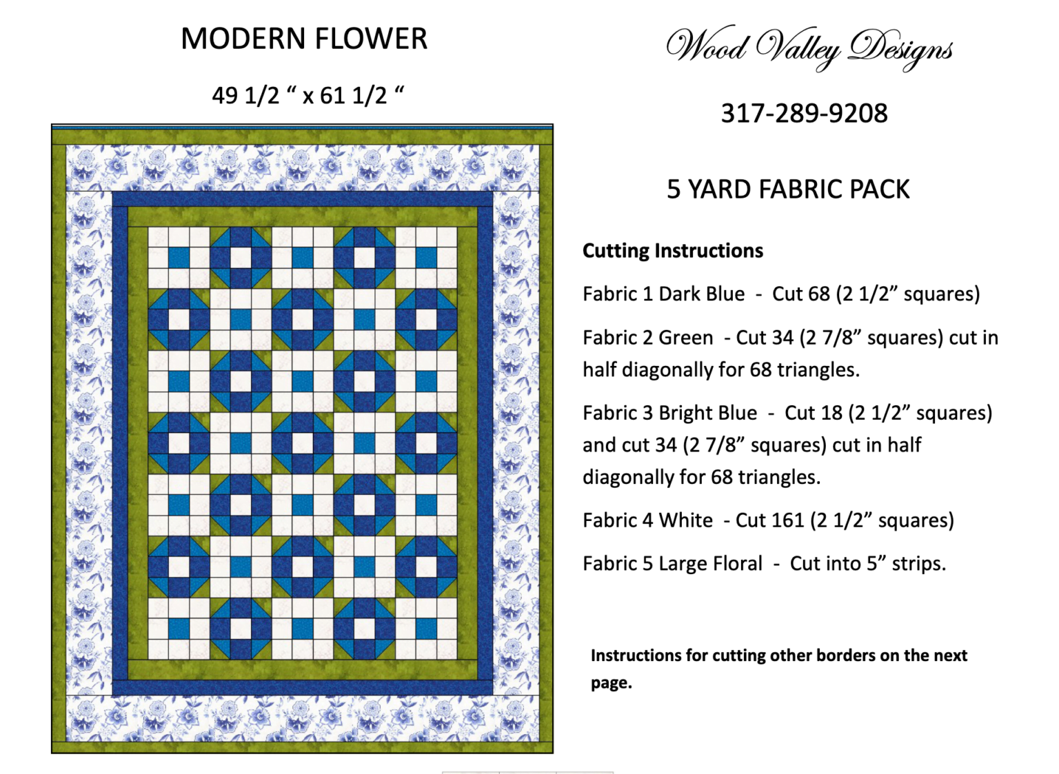 3 Free Quilt Patterns Using 5 Fabrics To Download & Print