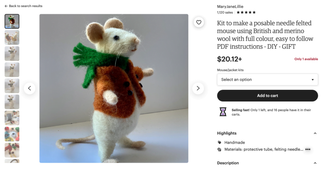 mouse needle felting kit