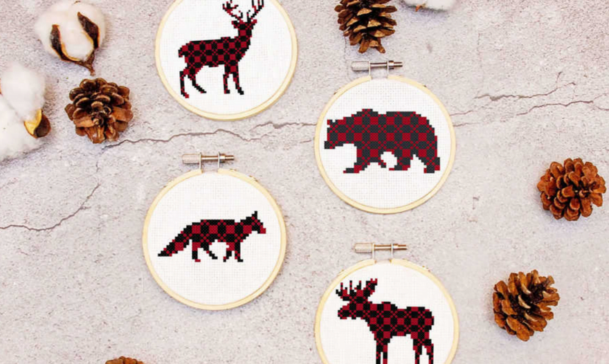 free plaid animals cross stitch patterns for Christmas