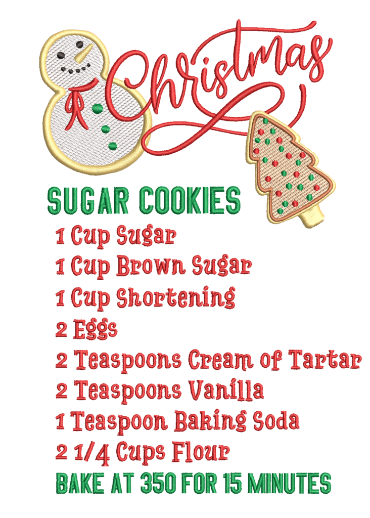 christmas sugar cookie recipe machine embroidery design for kitchen towel