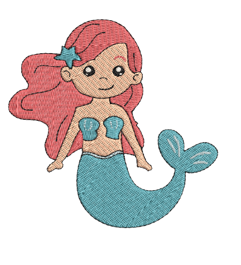 little mermaid machine embroidery design