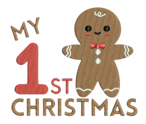 my 1st christmas gingerbread man machine embroidery design jef pes dst emb