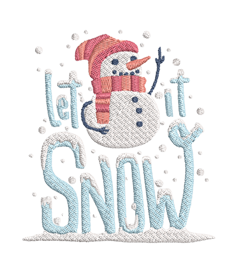 let it snow christmas snowman lettering machine embroidery design DST PES JEF