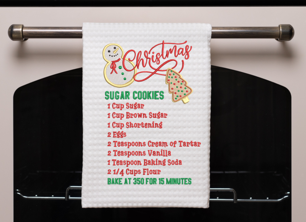 christmas sugar cookie recipe towel machine embroidery design JEF, DST, PES