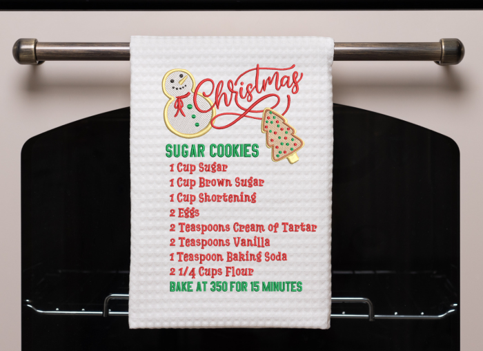 christmas sugar cookie recipe towel machine embroidery design JEF, DST, PES