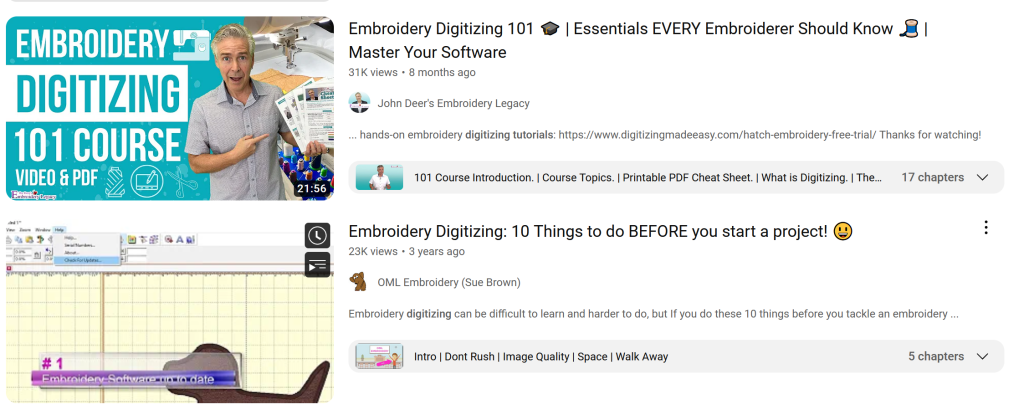 learning embroidery digitizing on youtube