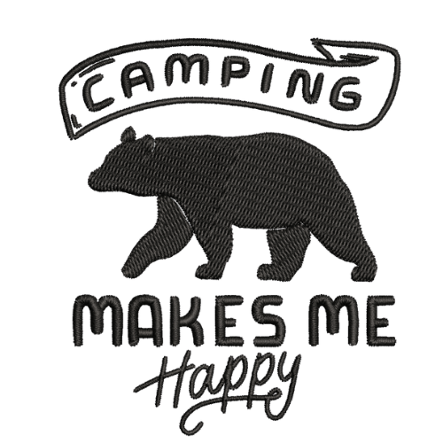 free bear camping makes me happy machine embroidery design 4x4 PES jEF DST