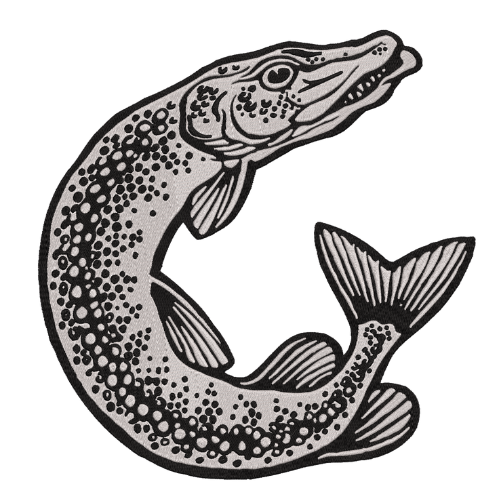 free pike fishing machine embroidery design PES JEF DST 5x5 8x8
