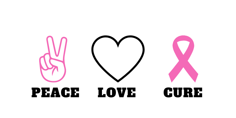 free peace love cure cancer awareness SVG design