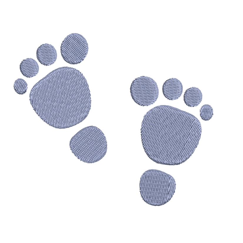 free baby feet footprints machine embroidery design pes jef dst 4x4