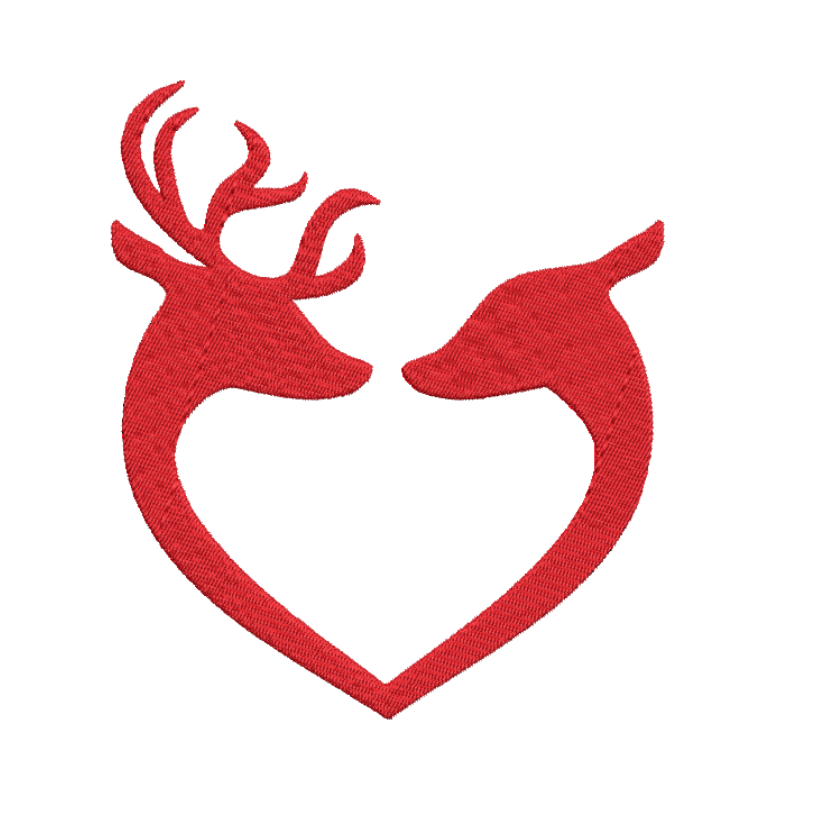 free deer heart country hunting machine embroidery design jef pes dst 4x4