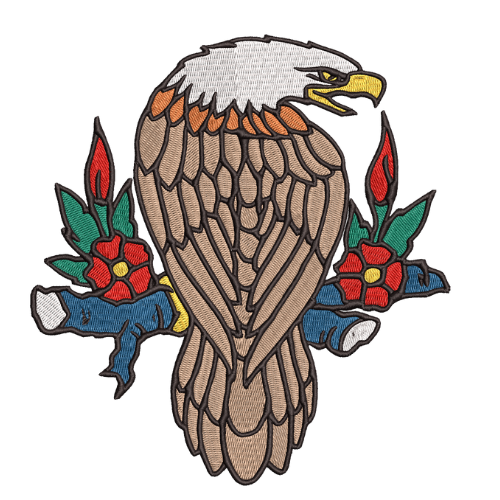 free eagle machine embroidery design for jacket JEF PES DST 6x6.5