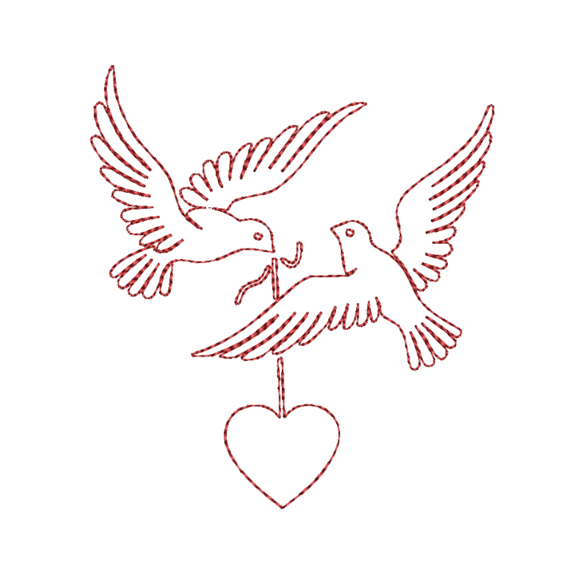 free redwork doves machine embroidery design pes jef dst 4x4
