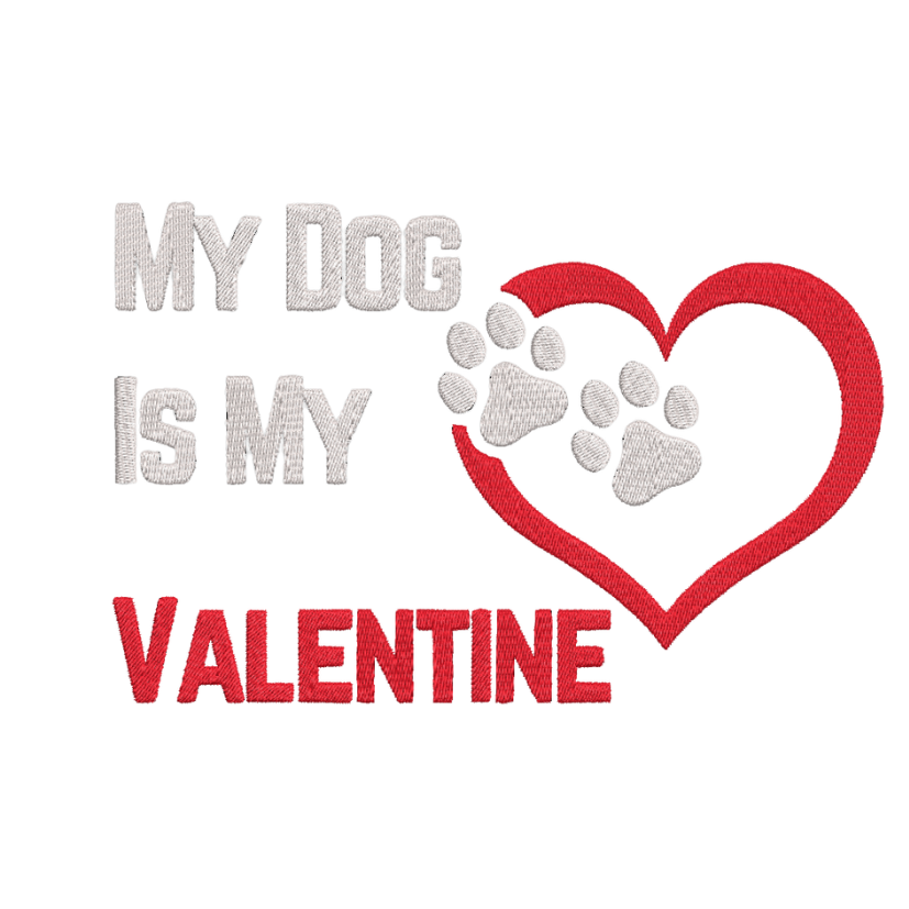 free my dog is my valentine machine embroidery design pes jef dst 4x4 5x7