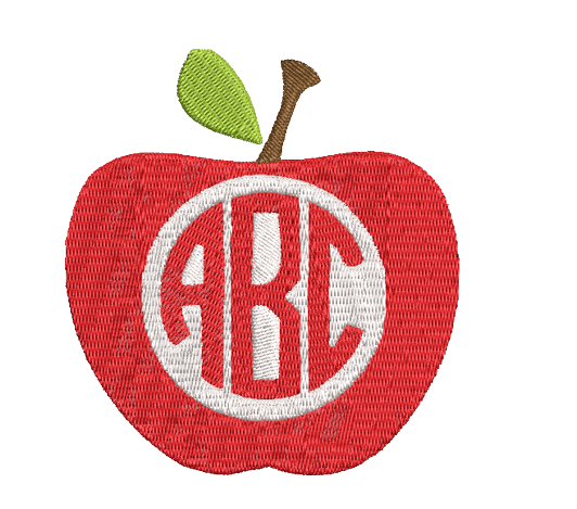 Free machine embroidery ABC teacher apple design PES JEF DST 4x4