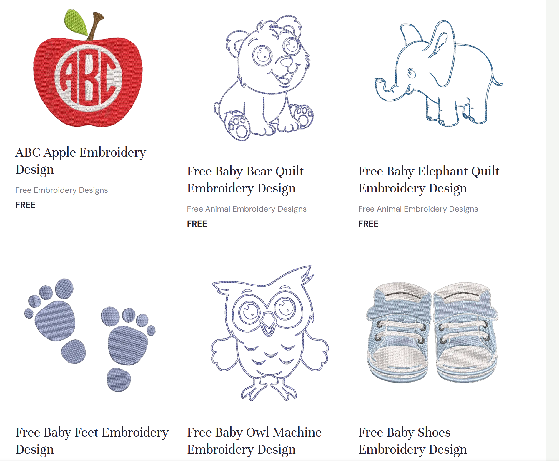 Free Baby Embroidery Designs for quilts