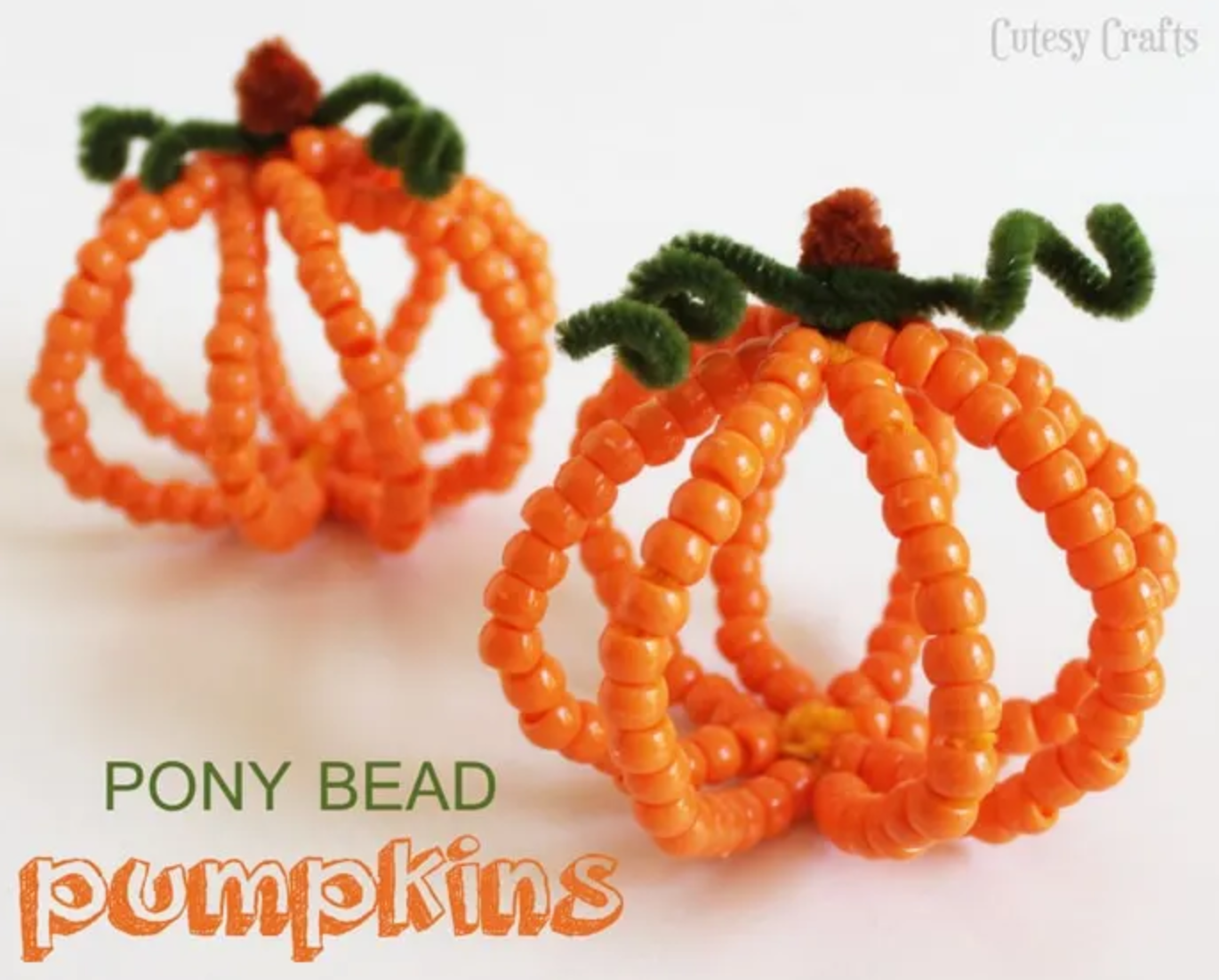 pipe cleaner and bead pumpkin craft