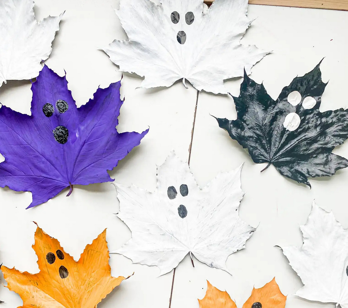 leaf painting ghost preschool art project
