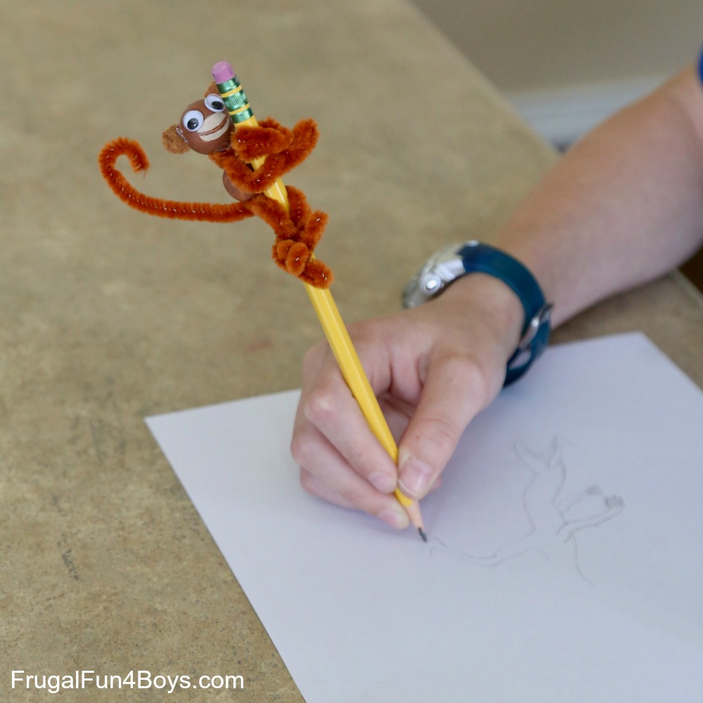 pipe cleaner monkey pencil topper craft