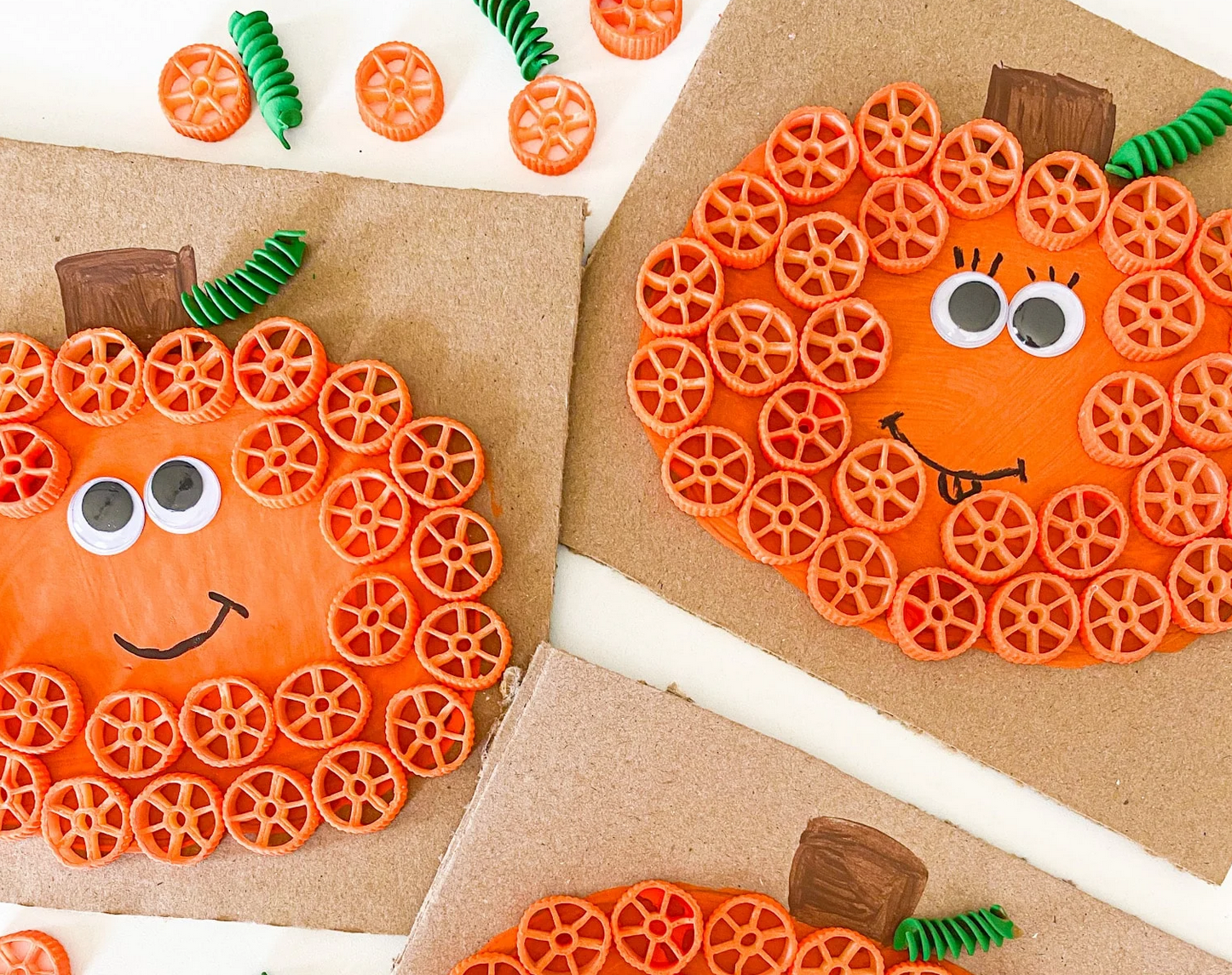 pasta pumpkin art project for preschool age