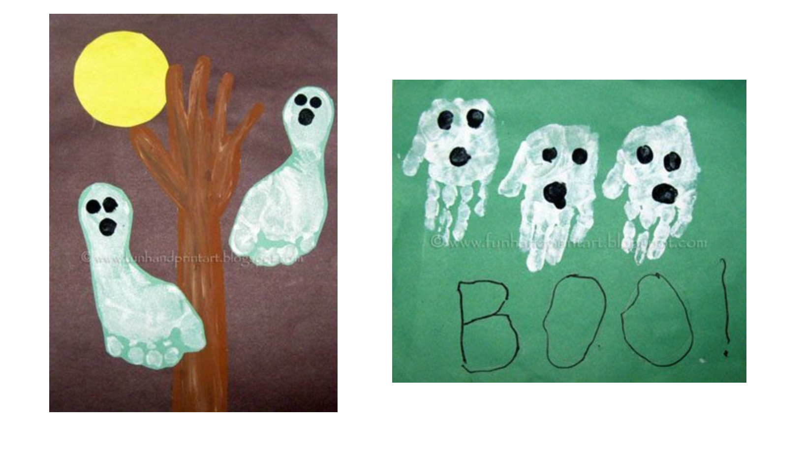 fun halloween art projects for preschoolers - footprint ghosts