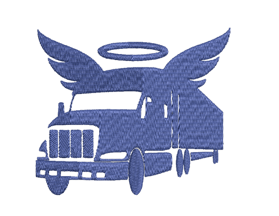 free trucker angel machine embroidery design 4x4 pes jef dst