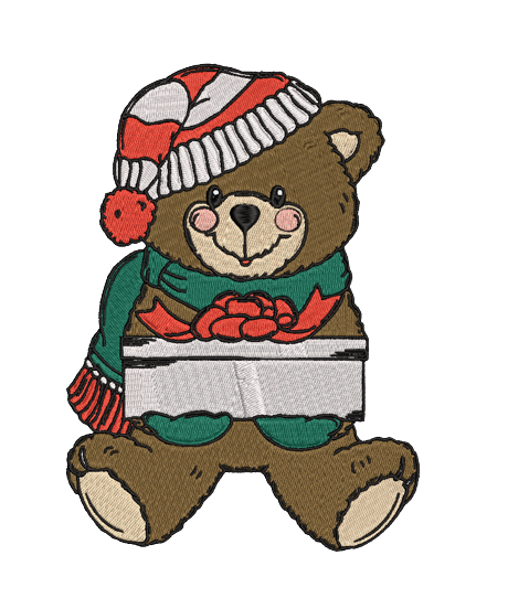 free christmas bear machine embroidery design pes jef dst