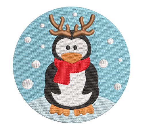 free christmas penguin machine embroidery design pes jef dst