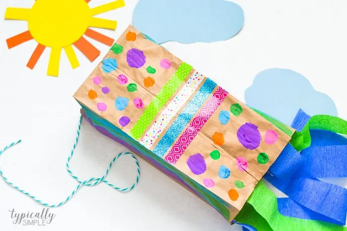 paper bag kite kids craft